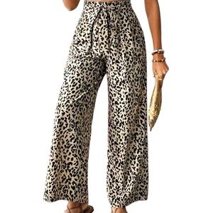 Leopard Print Wide-Leg Pants